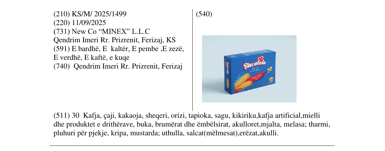 Zëri i markës Biscotela në buletin