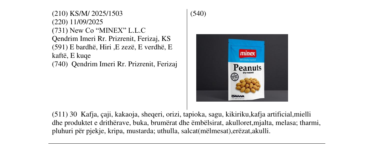 Zëri i markës Peanuts dry roasted në buletin