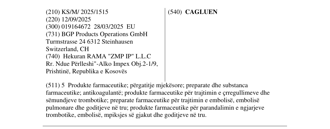 Zëri i markës CAGLUEN në buletin