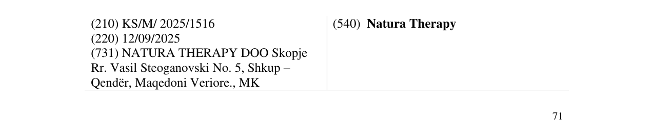 Zëri i markës Natura Therapy në buletin