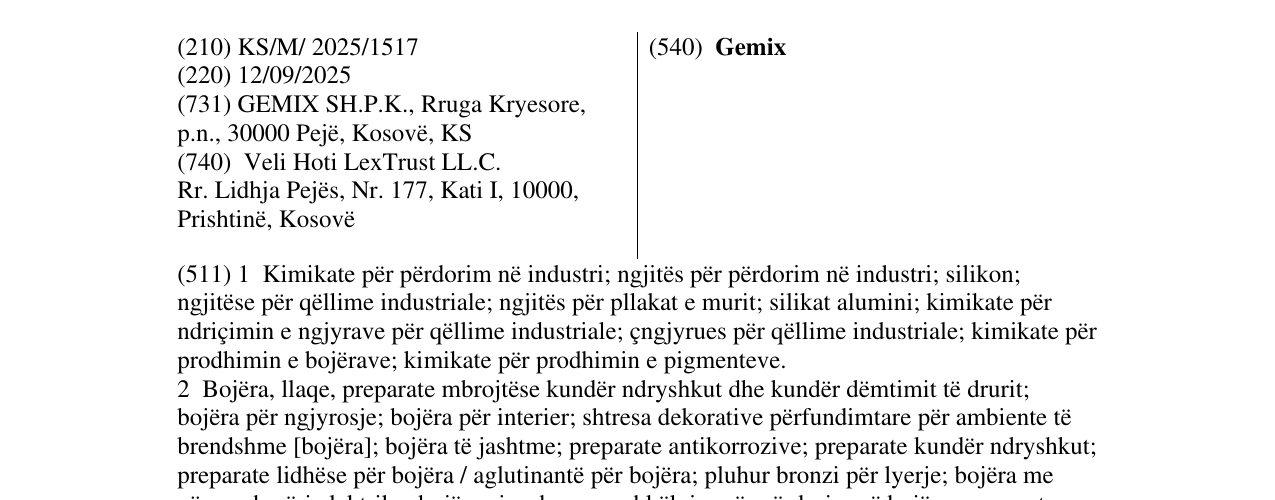 Zëri i markës Gemix në buletin
