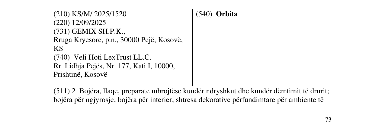 Zëri i markës Orbita në buletin