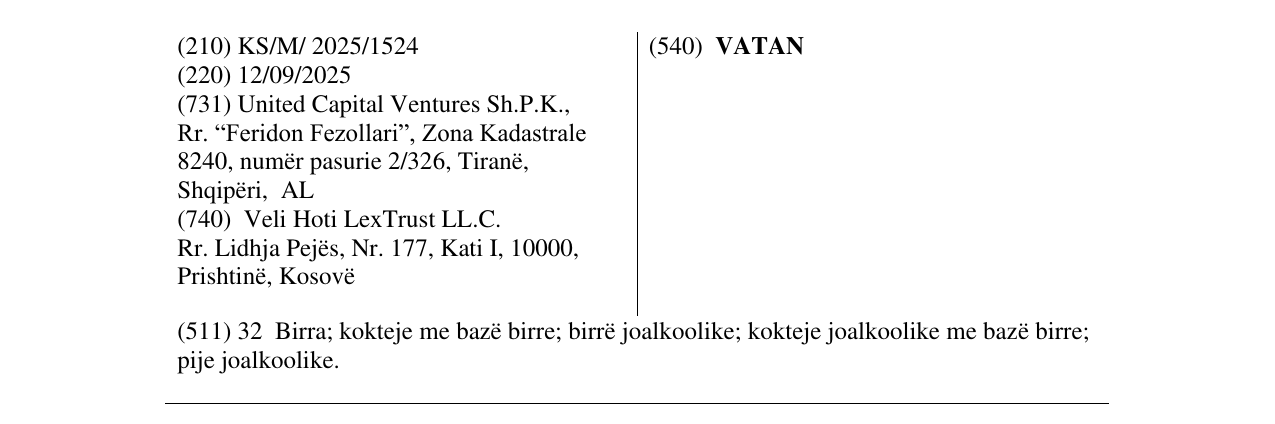 Zëri i markës VATAN në buletin