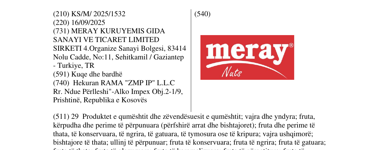 Zëri i markës meray në buletin