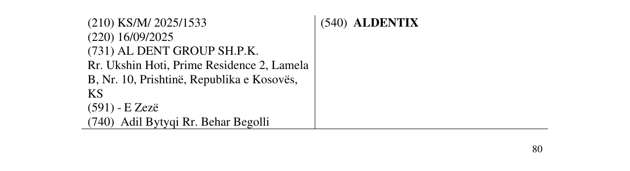Zëri i markës ALDENTIX në buletin