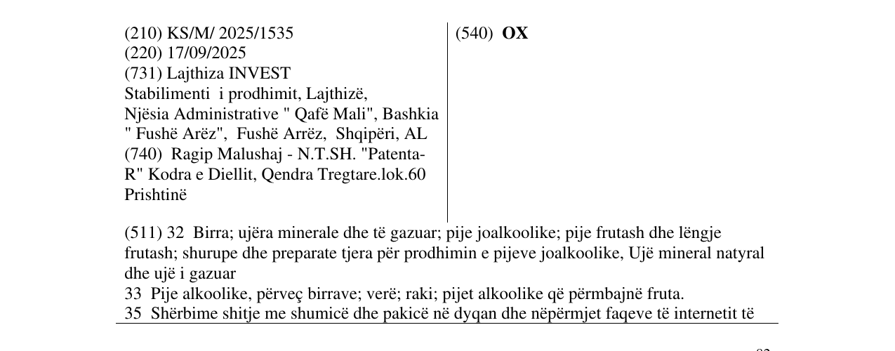 Zëri i markës OX në buletin