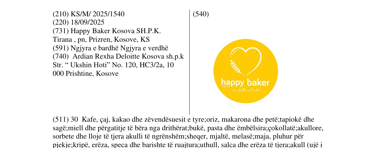 Zëri i markës happy baker në buletin