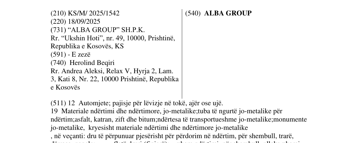 Zëri i markës ALBA GROUP në buletin