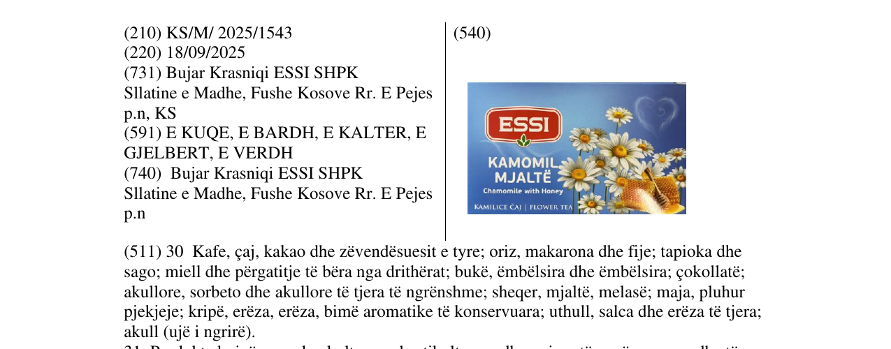 Zëri i markës KAMOMIL ME MJALTE në buletin