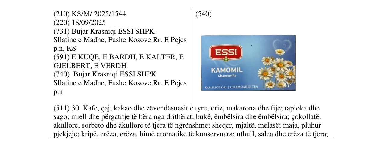Zëri i markës KAMOMIL në buletin