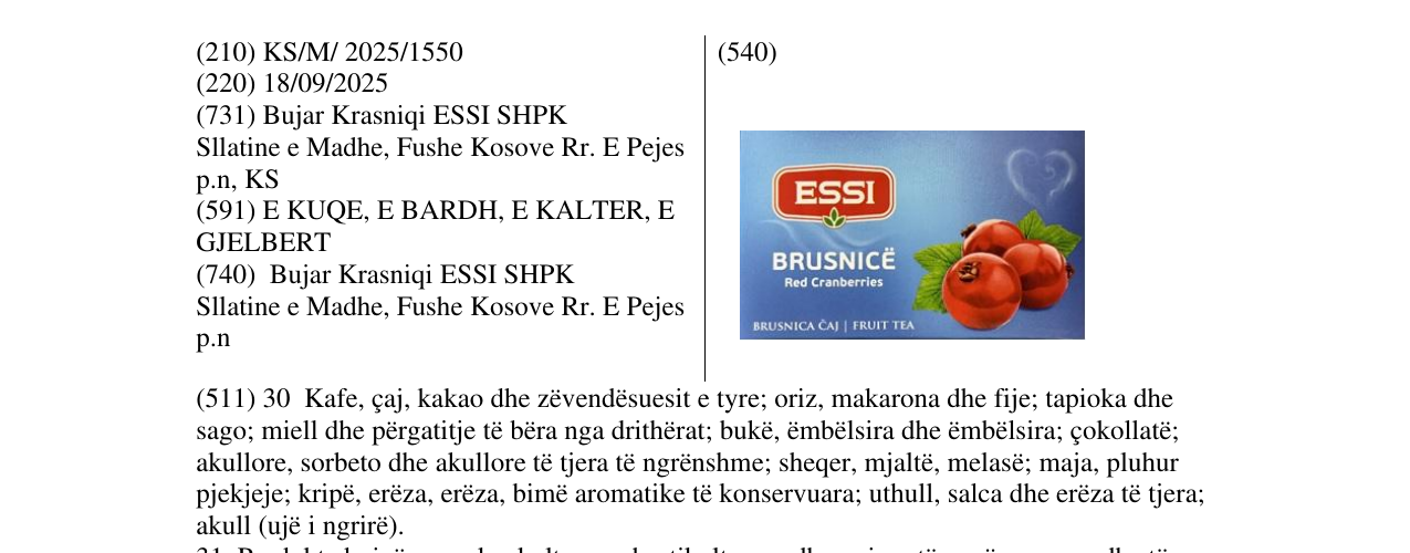 Zëri i markës BRUSNIC në buletin