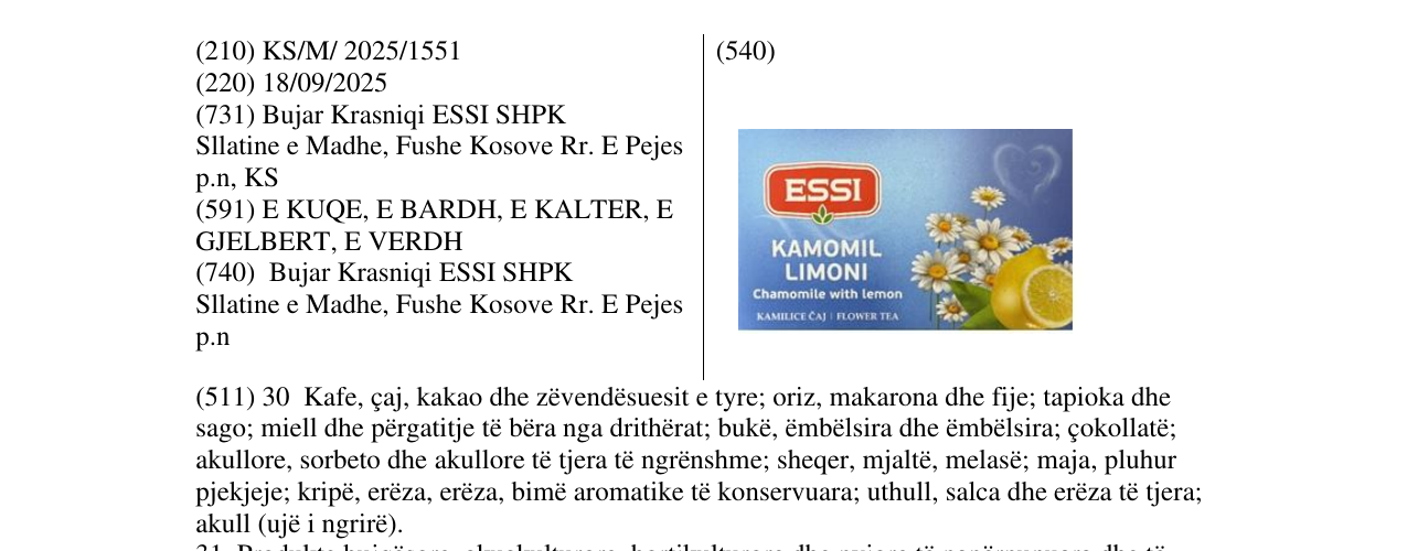 Zëri i markës KAMOMIL LIMONI në buletin