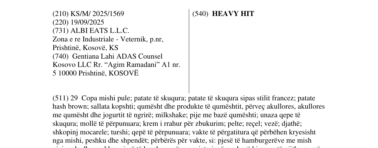Zëri i markës HEAVY HIT në buletin