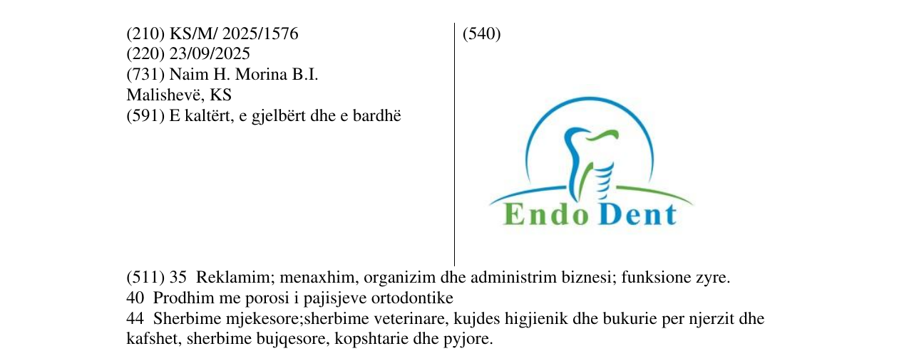 Zëri i markës ENDO DENT në buletin