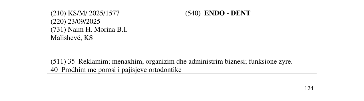 Zëri i markës ENDO - DENT në buletin