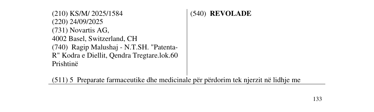 Zëri i markës REVOLADE në buletin