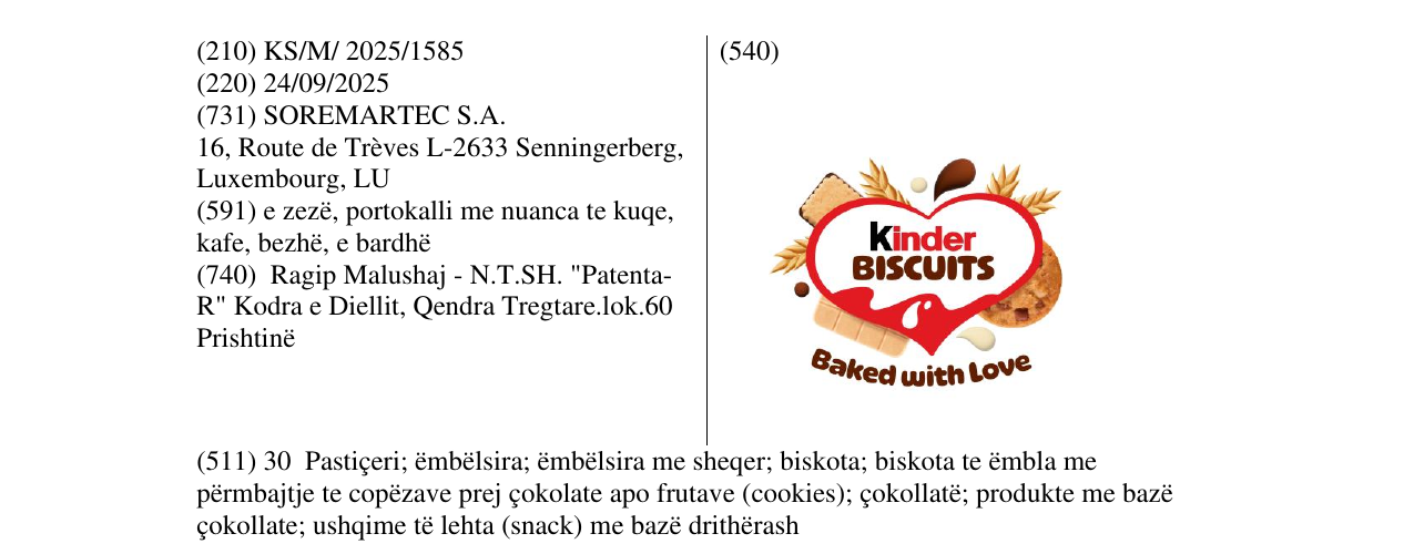 Zëri i markës KINDER BISCUIT në buletin