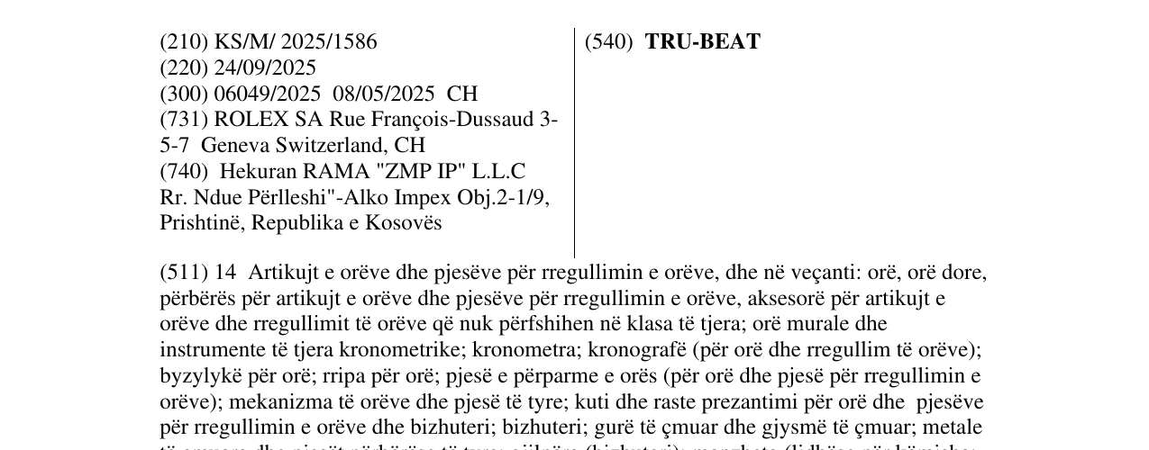 Zëri i markës TRU-BEAT në buletin