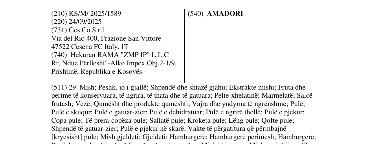 Zëri i markës AMADORI në buletin