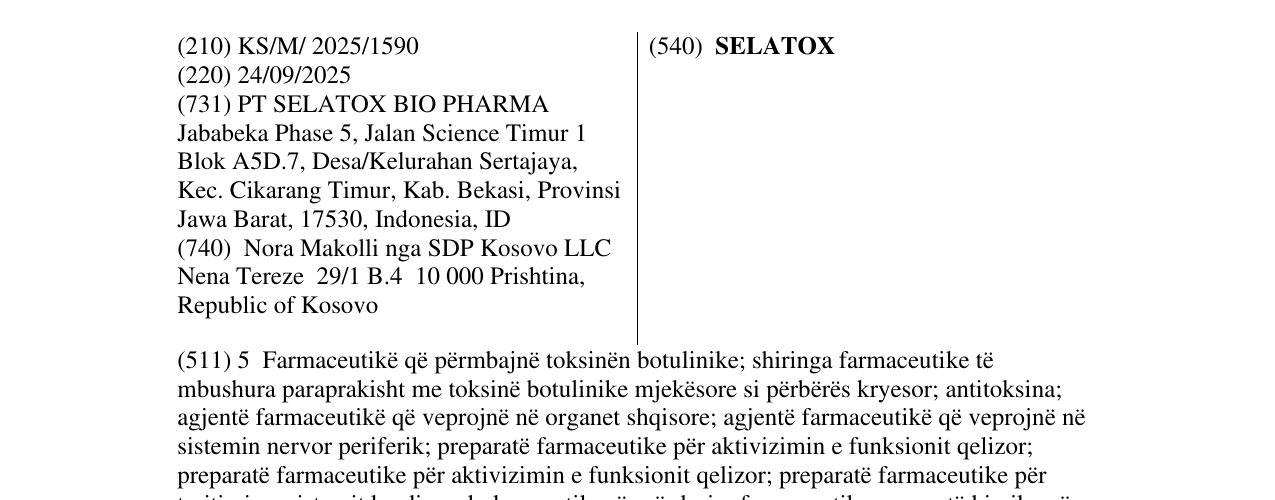 Zëri i markës SELATOX në buletin