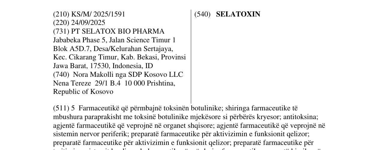 Zëri i markës SELATOXIN në buletin