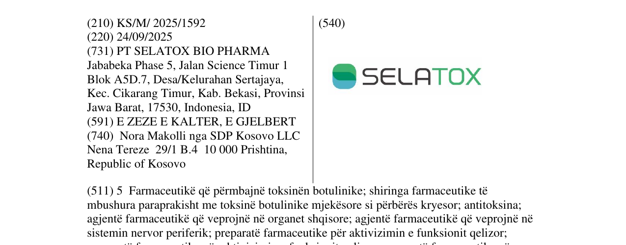 Zëri i markës SELATOX në buletin