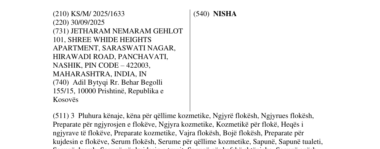 Zëri i markës NISHA në buletin