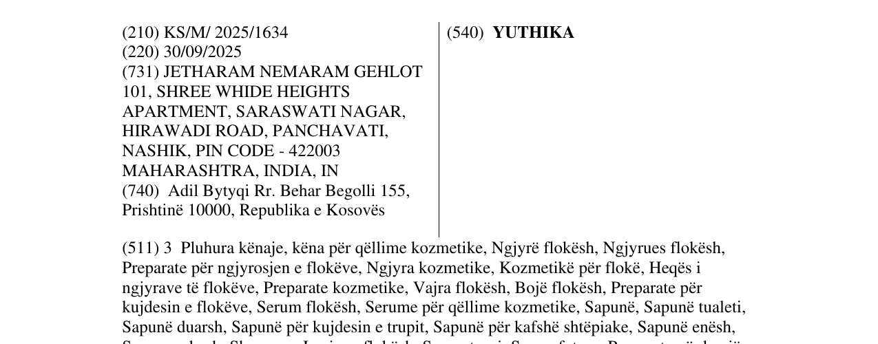 Zëri i markës YUTHIKA në buletin