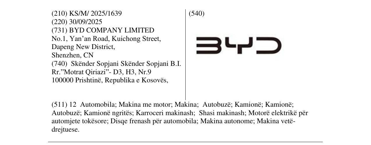 Zëri i markës BYD në buletin