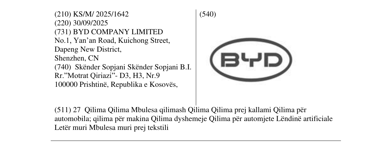 Zëri i markës BYD në buletin