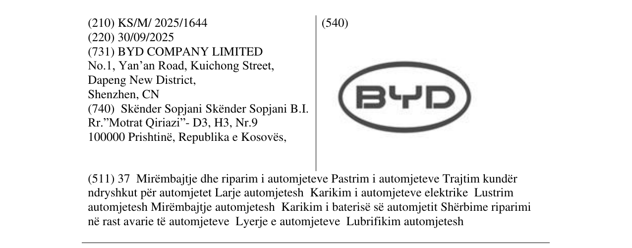 Zëri i markës BYD në buletin