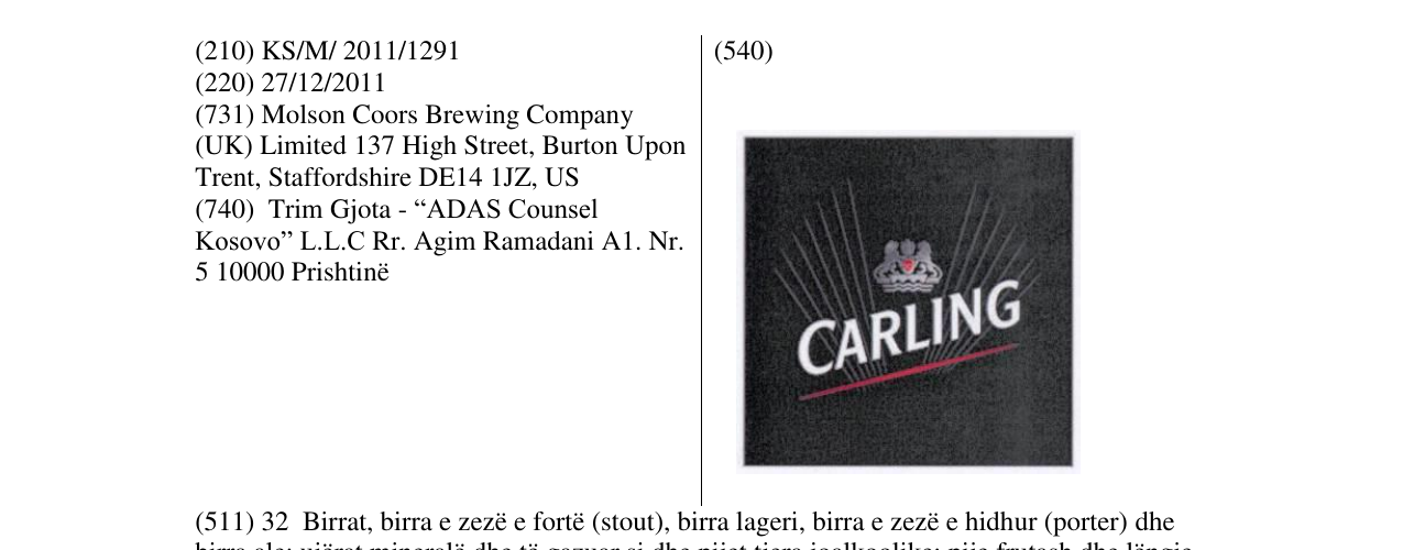 Zëri i markës CARLING në buletin