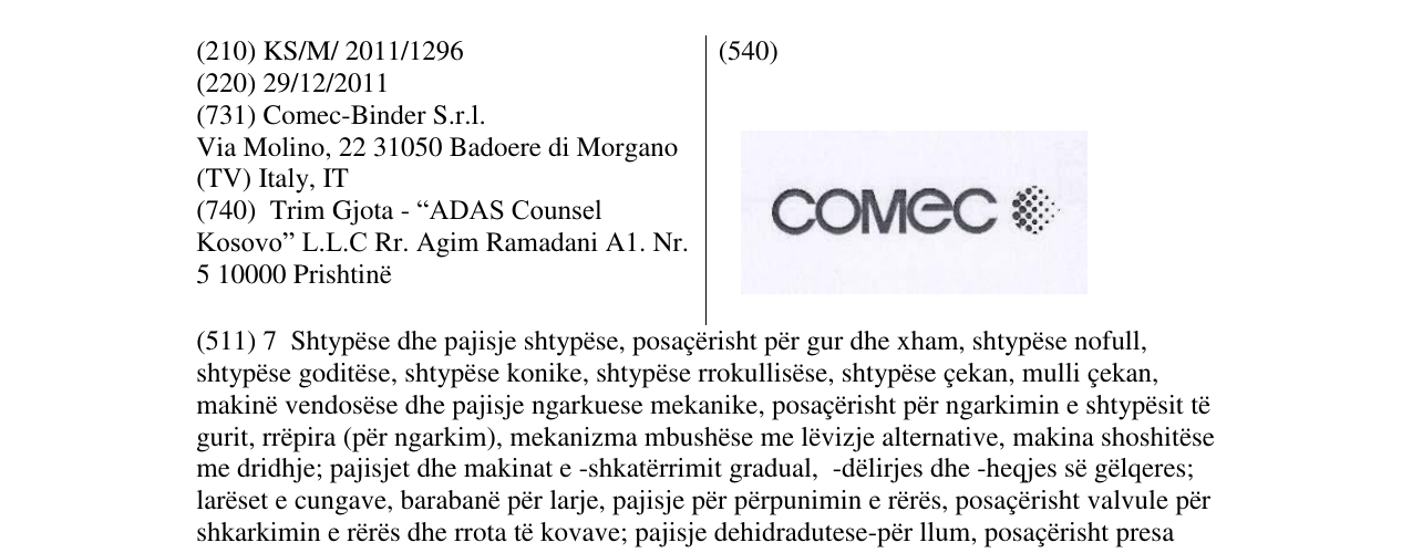 Zëri i markës COMEC në buletin