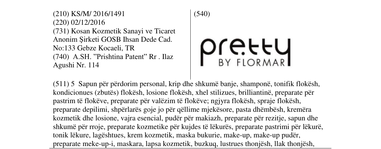 Zëri i markës pretty BY FLORMAR në buletin