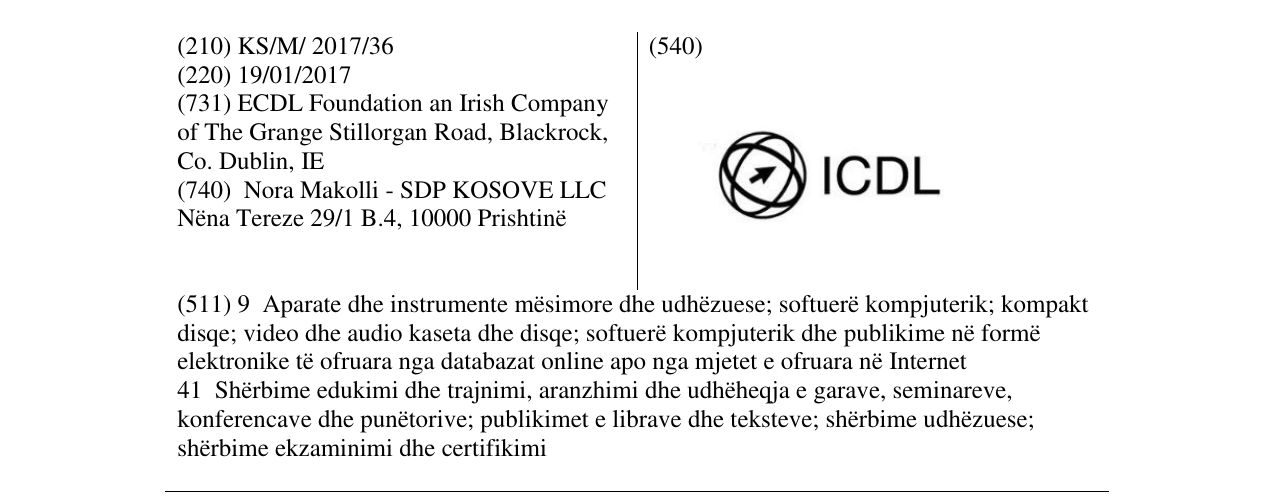 Zëri i markës ICDL në buletin