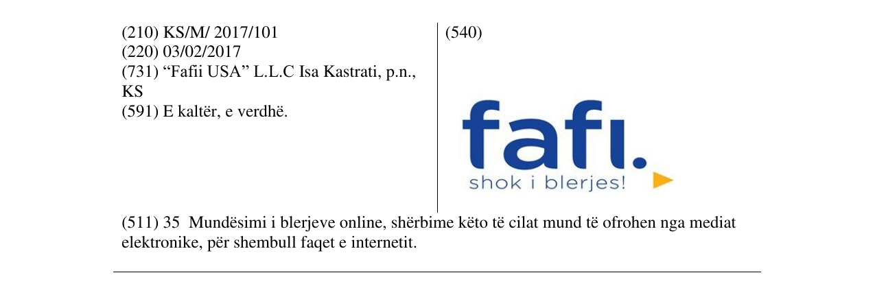 Zëri i markës fafi.shok I blerjes! në buletin