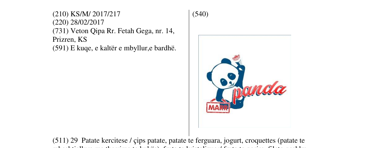 Zëri i markës panda MARR në buletin