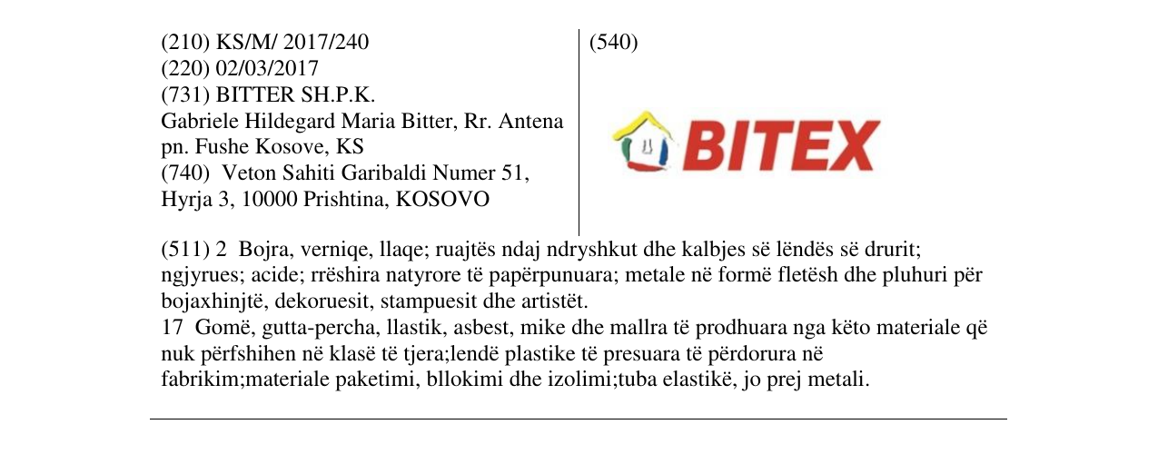 Zëri i markës BITEX në buletin