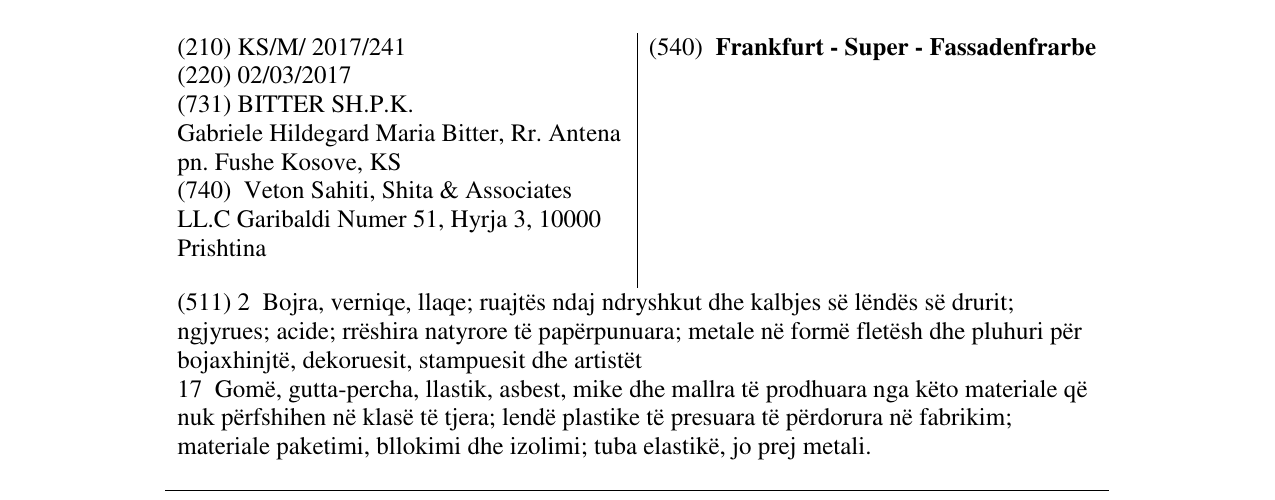 Zëri i markës Frankfurt - Super - Fassadenfrarbe në buletin