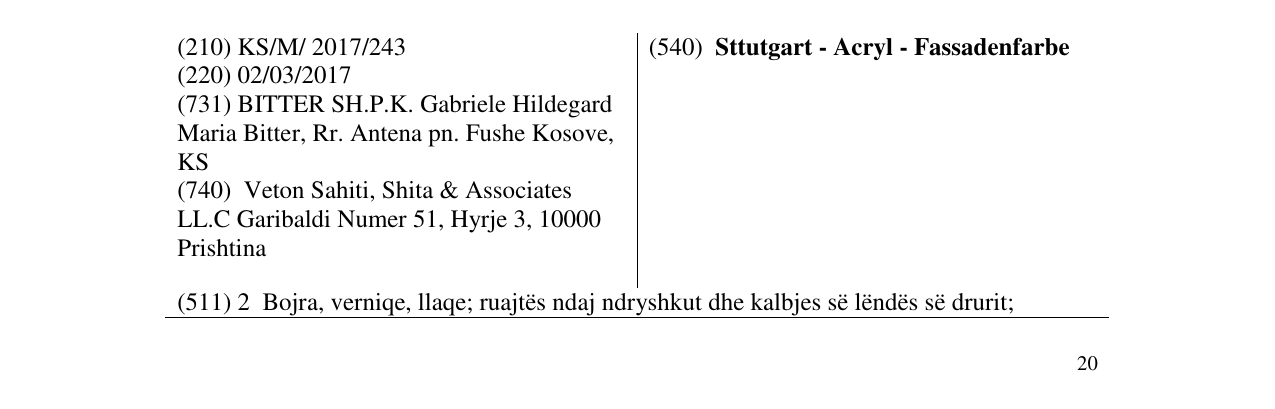 Zëri i markës Sttutgart - Acryl - Fassadenfarbe në buletin