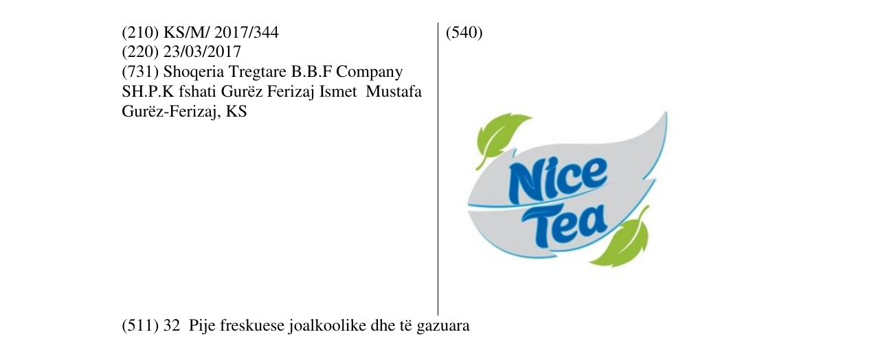 Zëri i markës Nice Tea në buletin