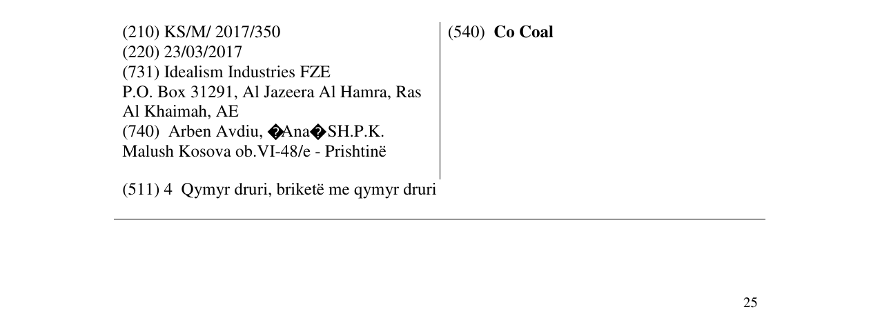 Zëri i markës Co Coal në buletin