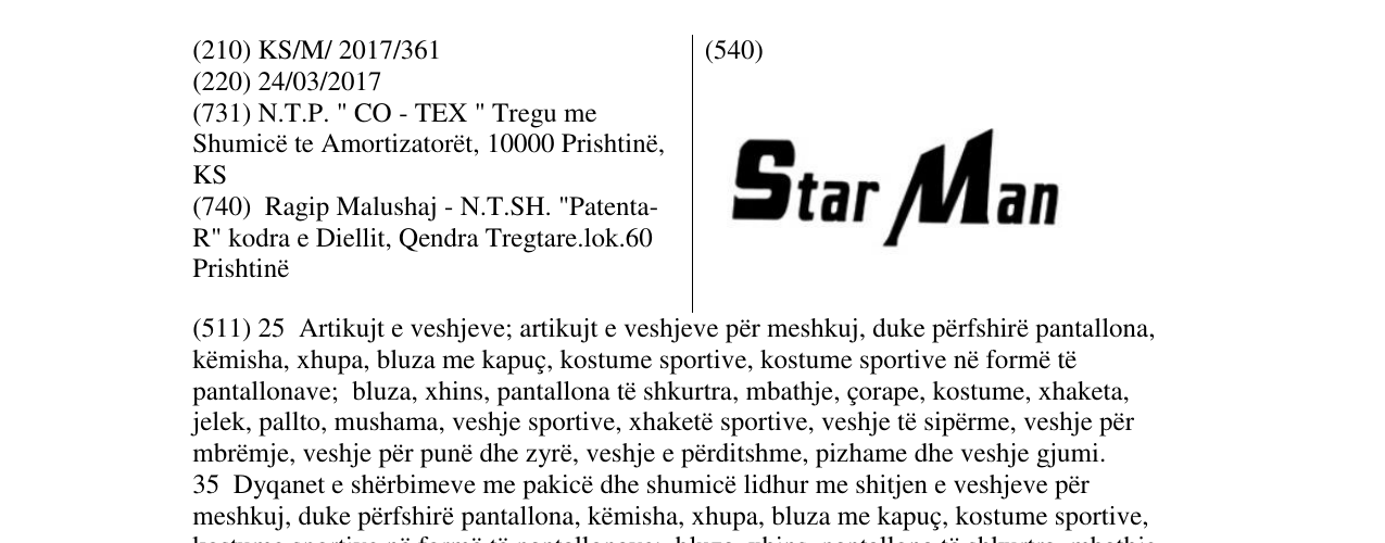 Zëri i markës Star Man në buletin