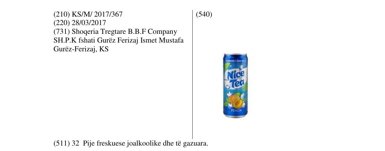 Zëri i markës Nice Tea në buletin