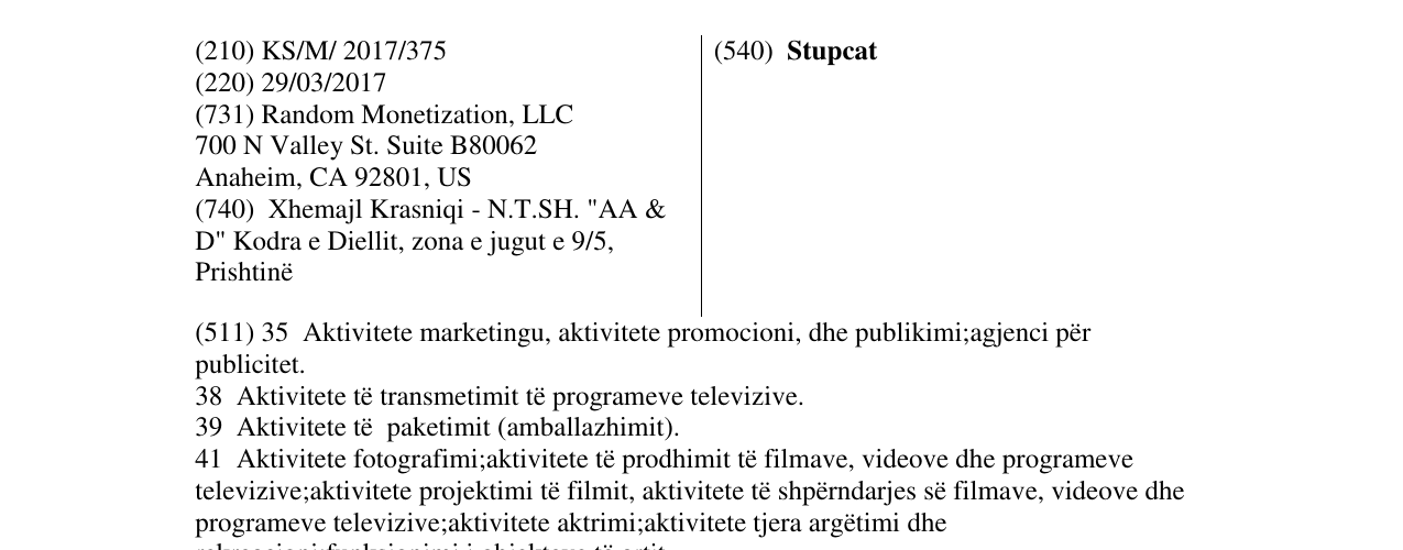 Zëri i markës Stupcat në buletin
