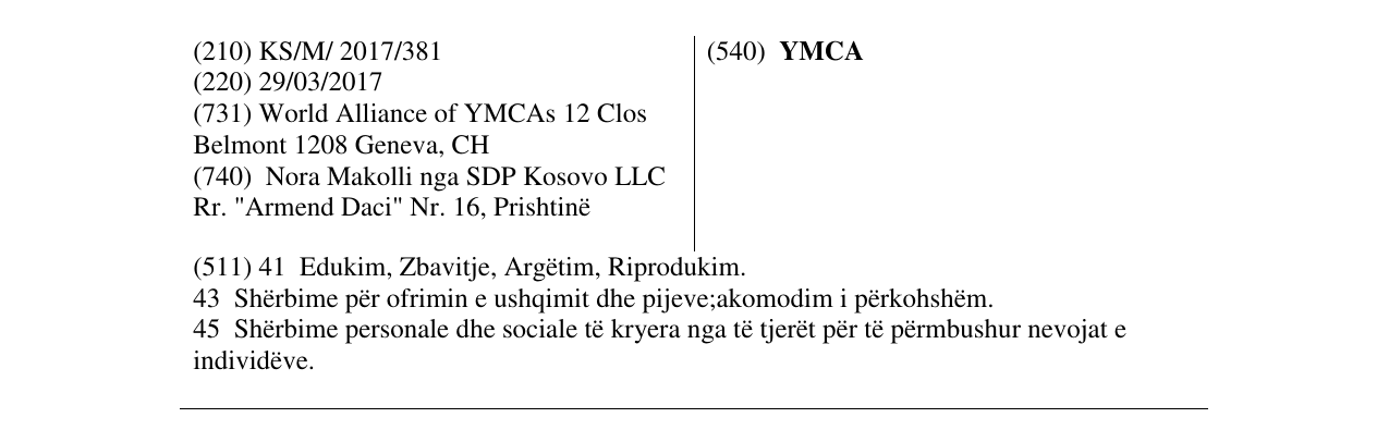 Zëri i markës YMCA në buletin