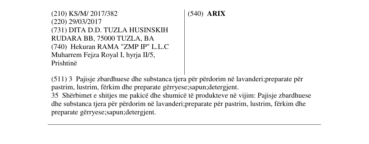 Zëri i markës ARIX në buletin