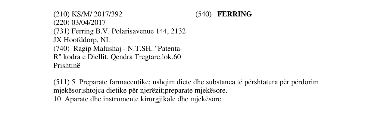Zëri i markës FERRING në buletin
