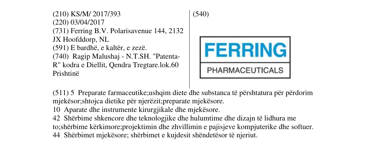 Zëri i markës FERRING PHARMACEUTICALS në buletin