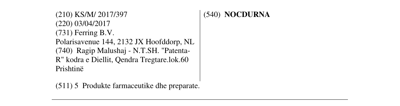 Zëri i markës NOCDURNA në buletin